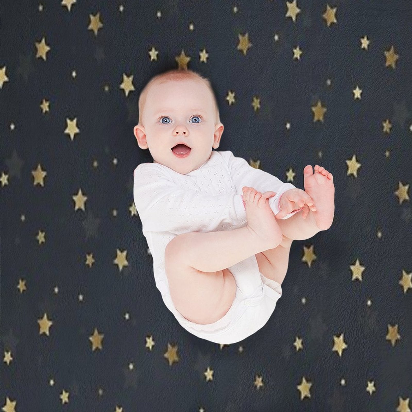 Gold Stars Gray Gradient Design Sustainable Throw Blanket