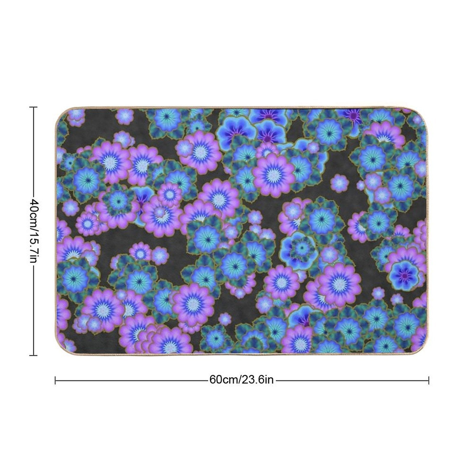 Black Blue And Purple Retro Flowers  Versatile Bath Mat