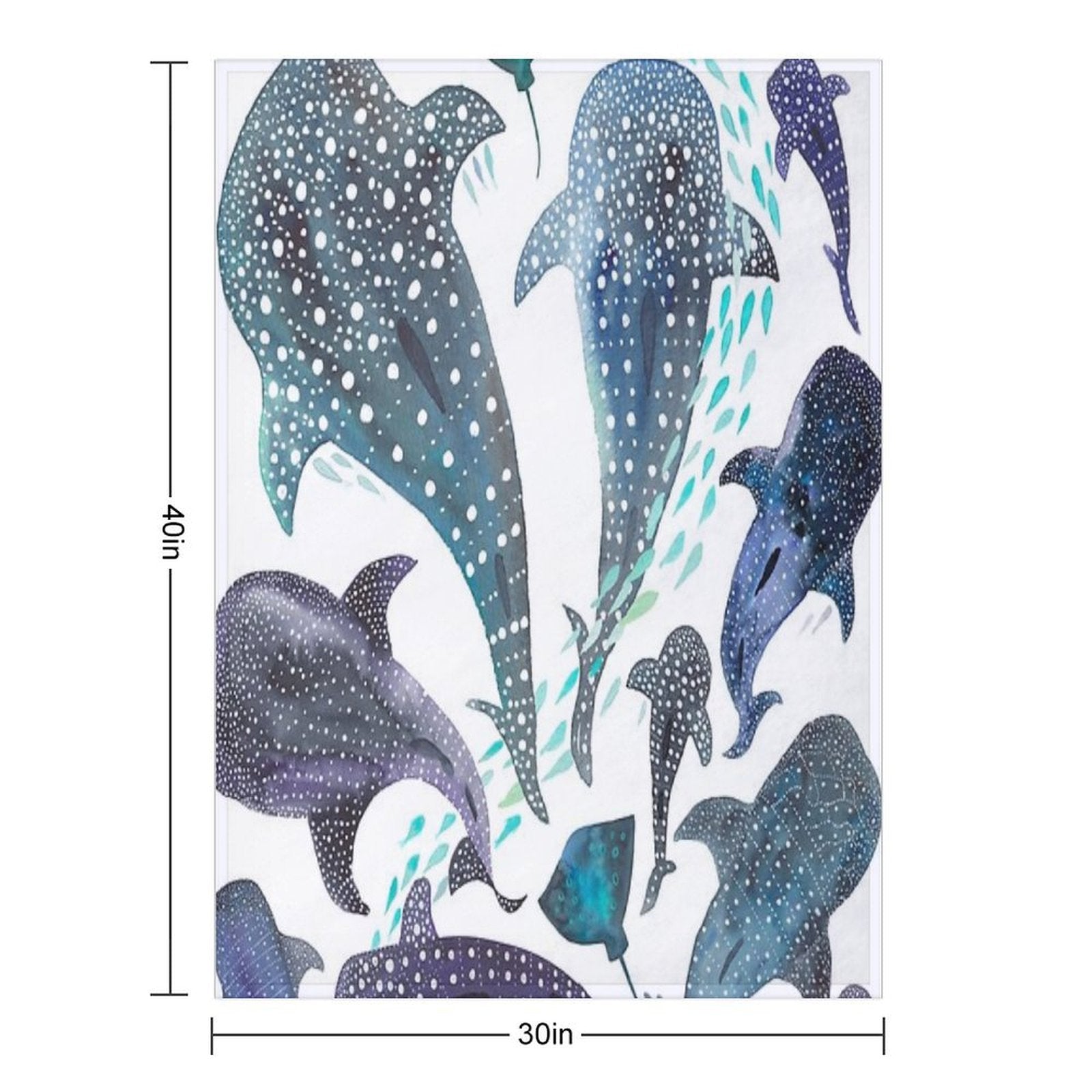 Whale Shark, Ray & Sea Creature Play Print Comfort Throw Blanket