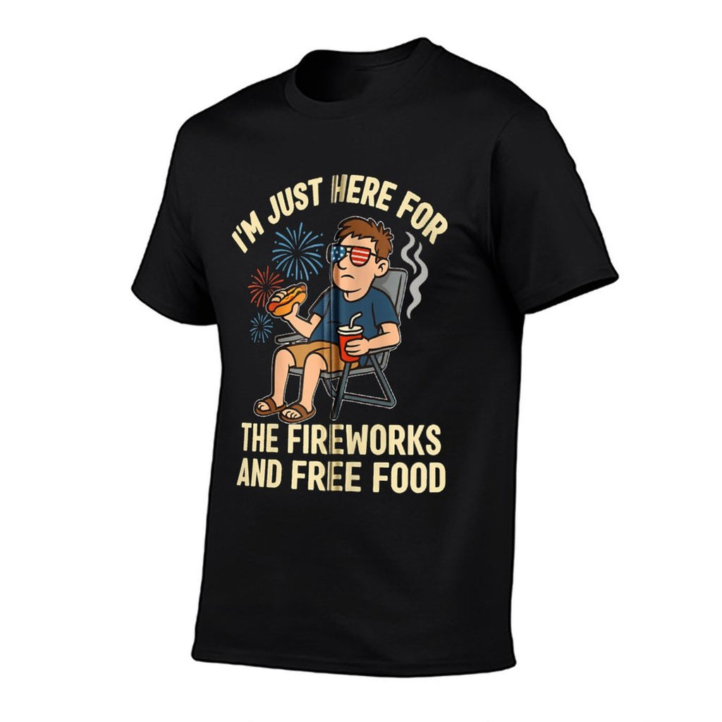 Funny 4th of July Men Women Im Just Here for Fireworks Zip  Slim-fit Cut T-Shirt