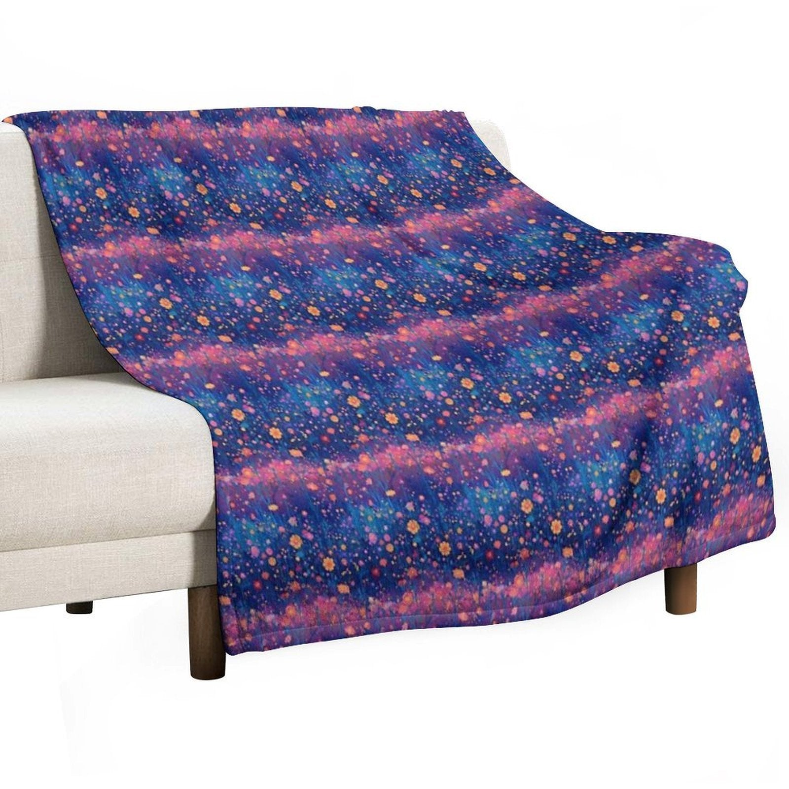 Field of Neon Cosmic Wildflowers Versatility Throw Blanket
