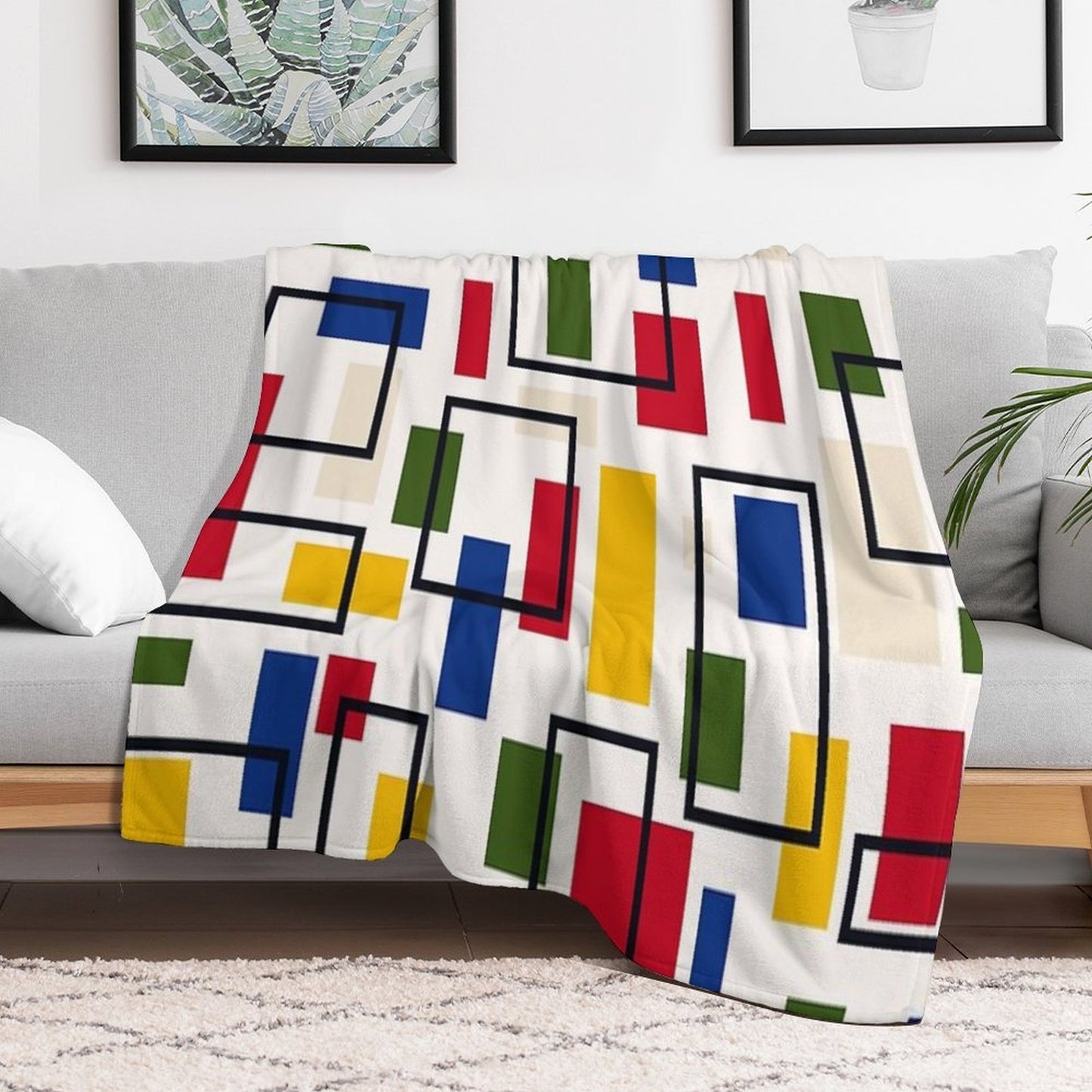 Mondrian Style Sustainable Throw Blanket