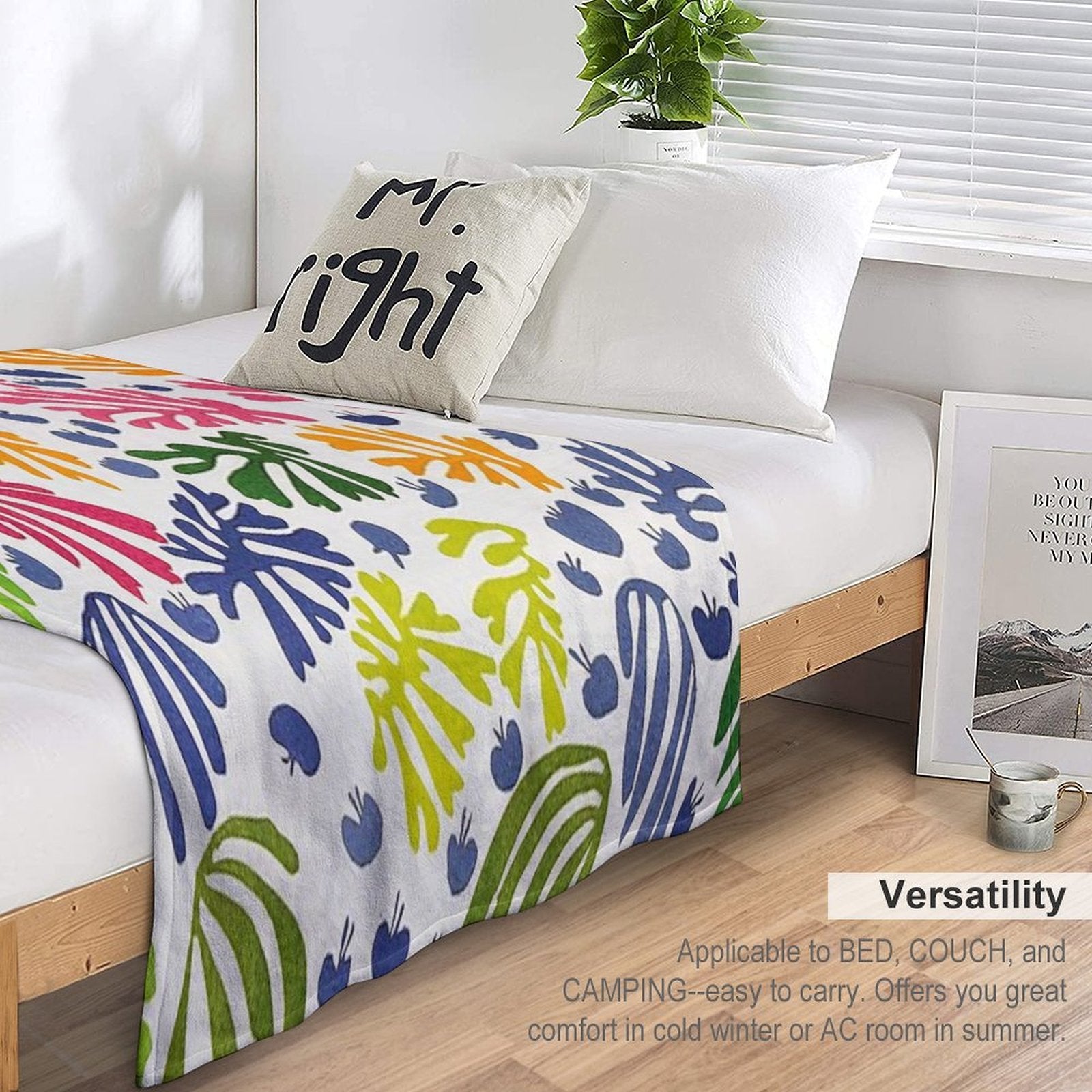 Matisse Floral Pattern Wrinkle-free Throw Blanket