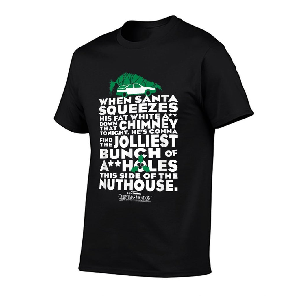 Warner Bros. National Lampoon's Christmas Vacation Unisex Adult Black Cotton Polyester Blend Letter Print  Durable T-Shirt