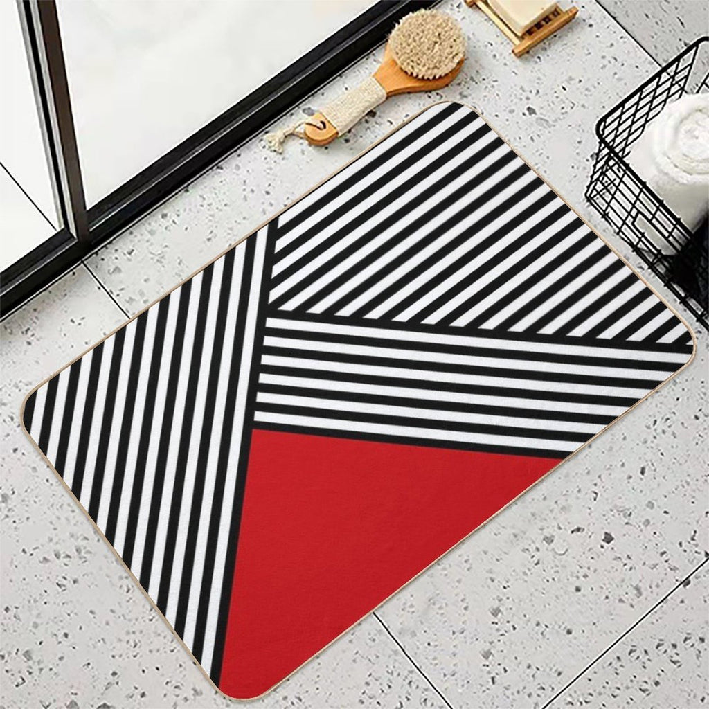Black And White Stripes with Red Triangle  Eco-Friendly Bath Mat