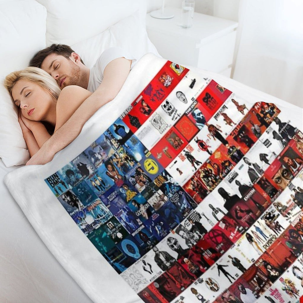 Hip Hop Album Cover Collage Flag Premium Throw Blanket