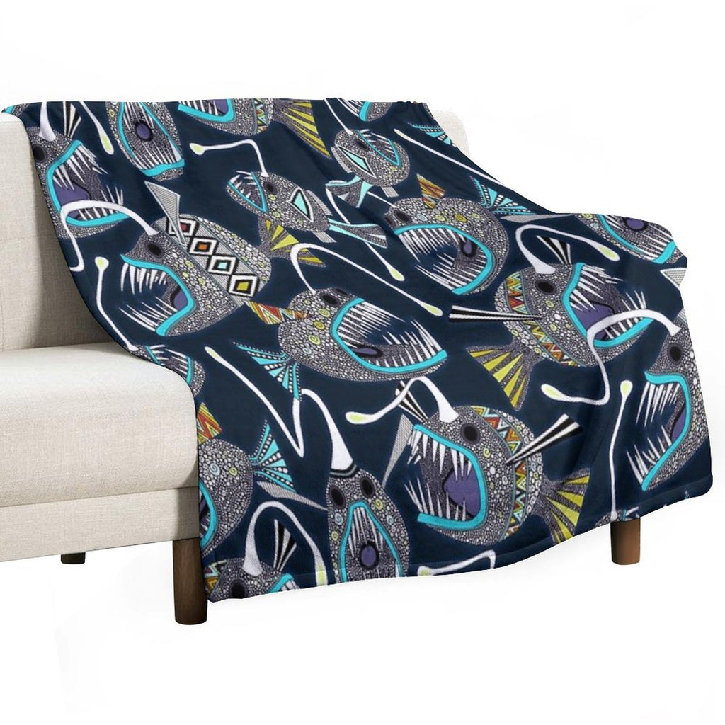 Deep Sea Anglerfish Velvety-soft Throw Blanket