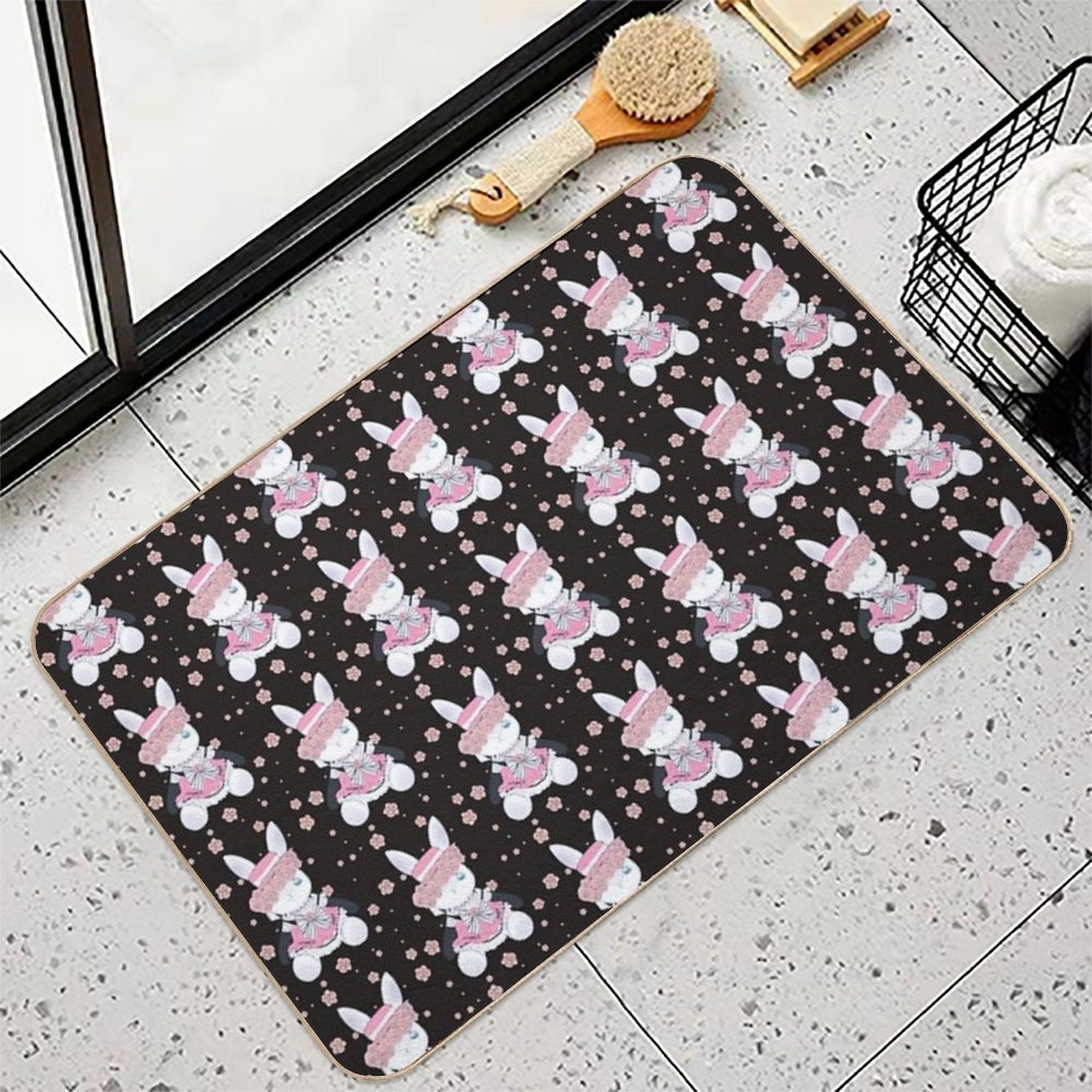 Rabbit (girl) Ciel (black)  Repositionable Bath Mat