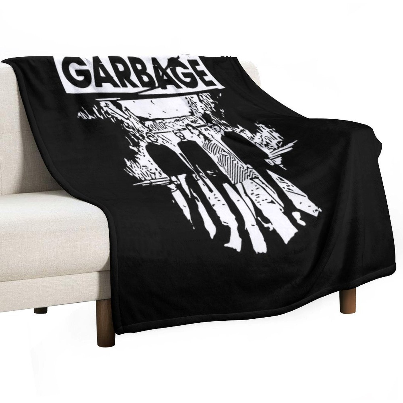 Garbage Band Painting Black And White Four Member Plush Throw Blanket