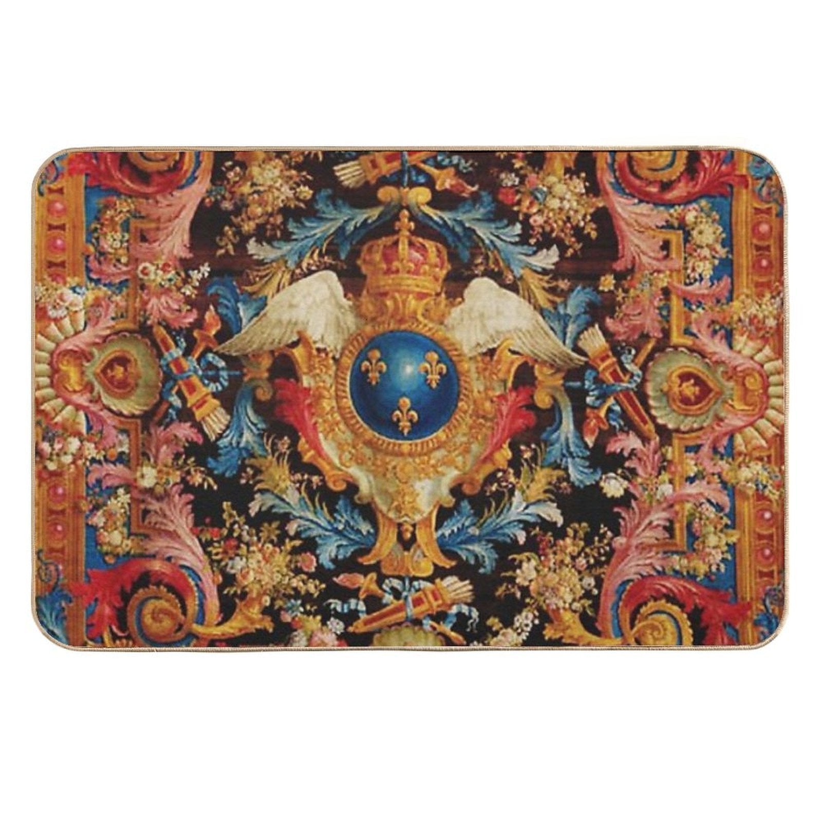 Louis XV Savonnerie French Carpet Print  Easy Maintenance Bath Mat