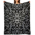 Silver Damask Brocade Pattern Travel-friendly Throw Blanket