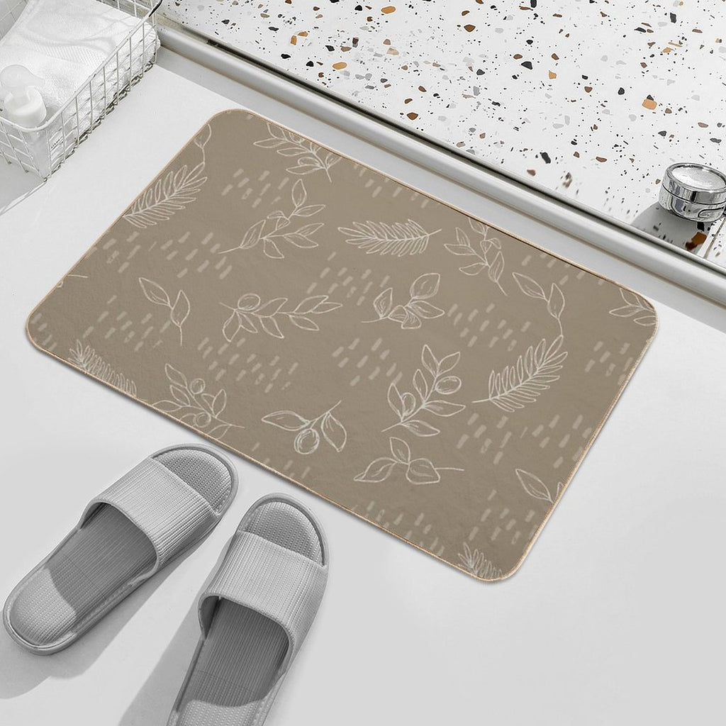 Beige Botanical Line Art  Multi-Purpose Bath Mat