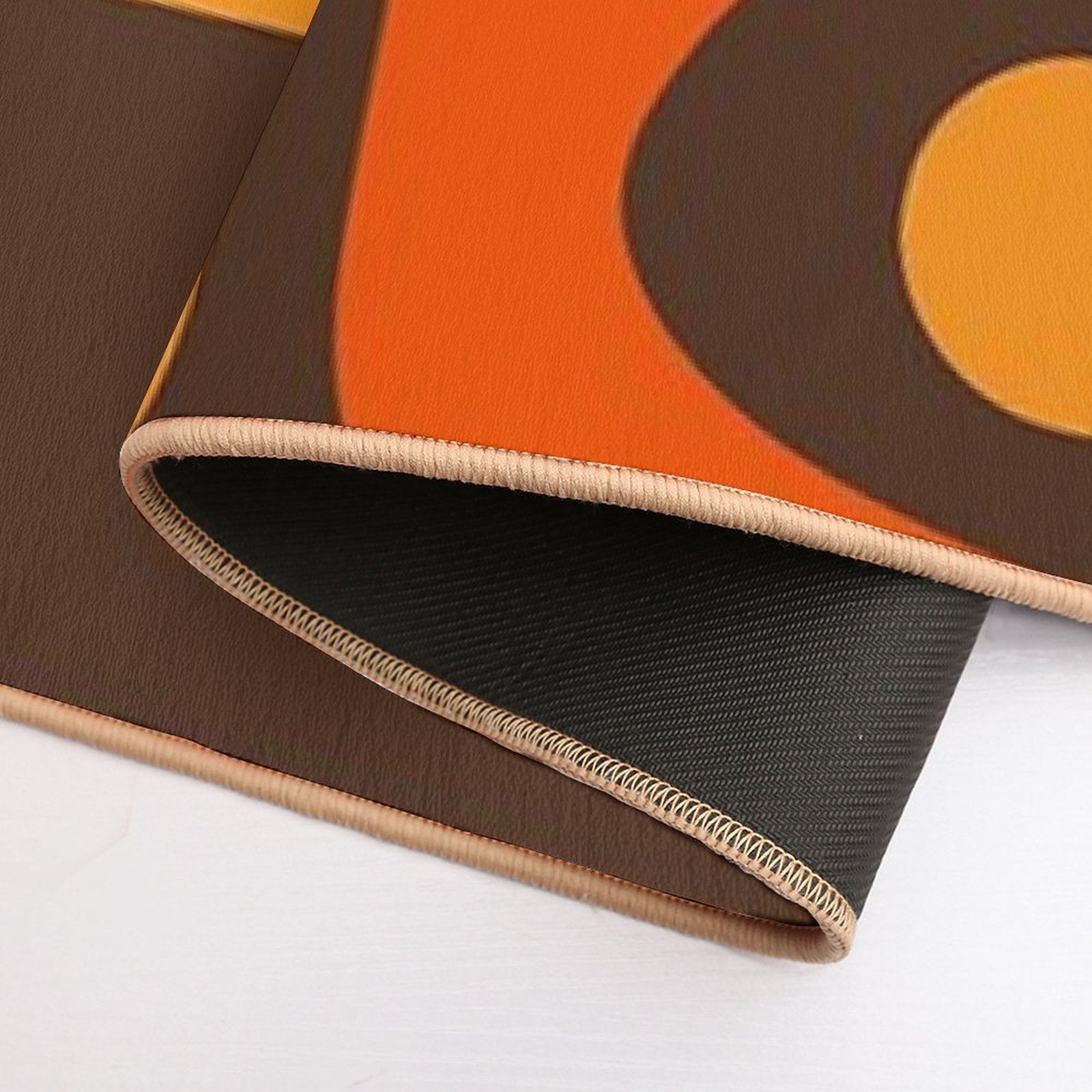 Mid-Century Modern Piquet Retro Minimalist Abstract in 70s Brown And Orange  Anti-Trip Bath Mat