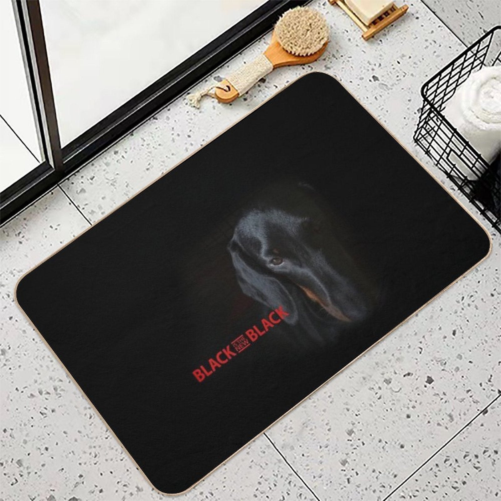 Black Dachshund  Slip-Resistant Bath Mat