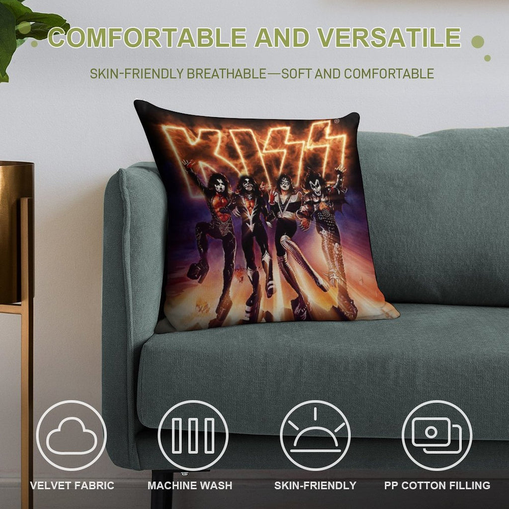 KISS ® The Band - Destroyer Fire Logo Soft Ultra-Soft Texture Throw Pillow