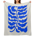 Wild Ferns Ultramarine Blue Edition Art Print  Mid-Century Edition Eco-conscious Throw Blanket