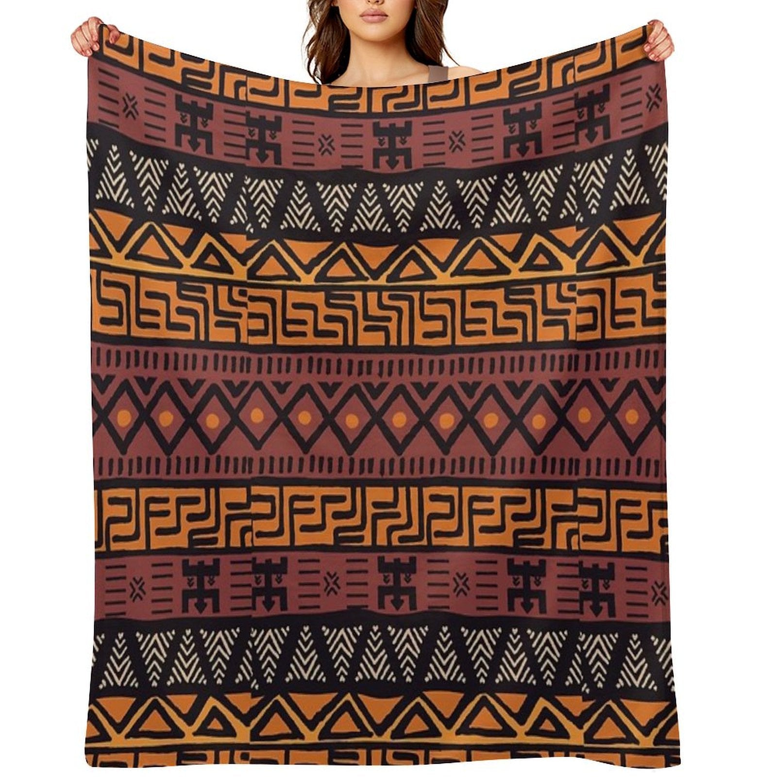 African Tribal Mudcloth Pattern Versatility Throw Blanket