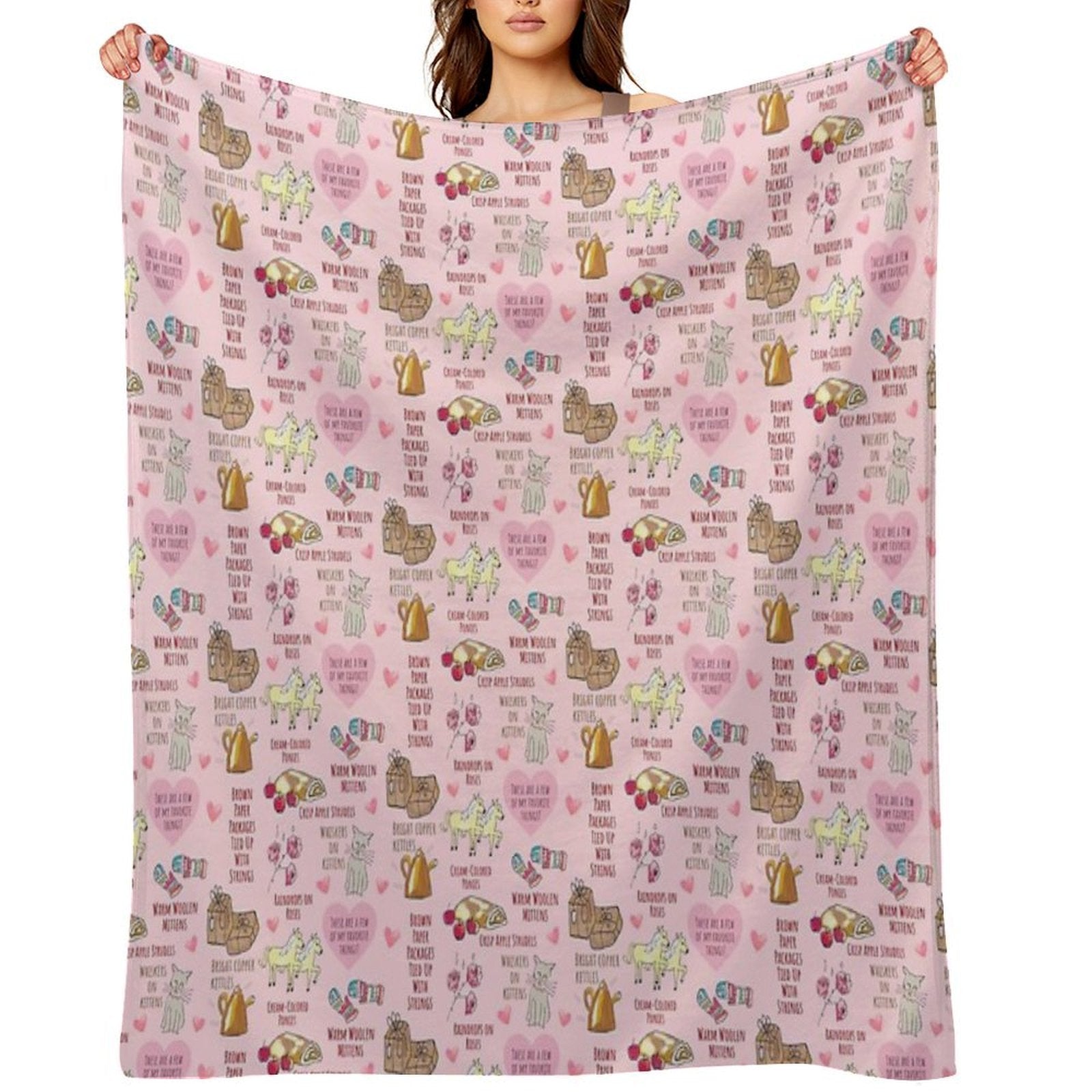 My Favorite Things Cute Pink Valentine's Day Pattern Quick-dry Throw Blanket