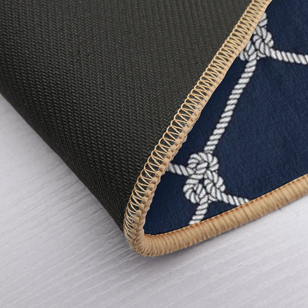 Nauti Navy Rope Pattern  Anti-Trip Bath Mat
