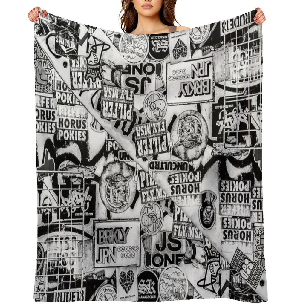Black And White Urban Collage Print Shrink-resistant Throw Blanket