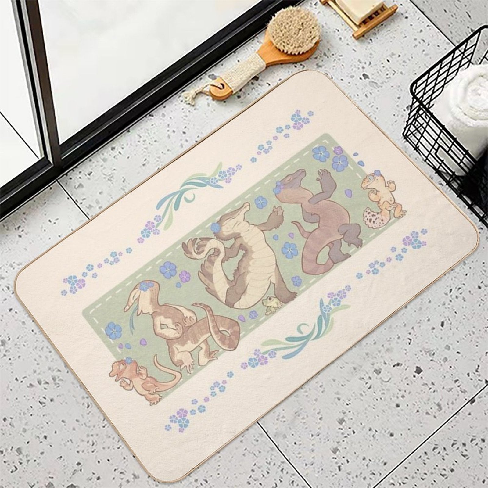 Happy Little Frogs  Dirt-Trapping Bath Mat