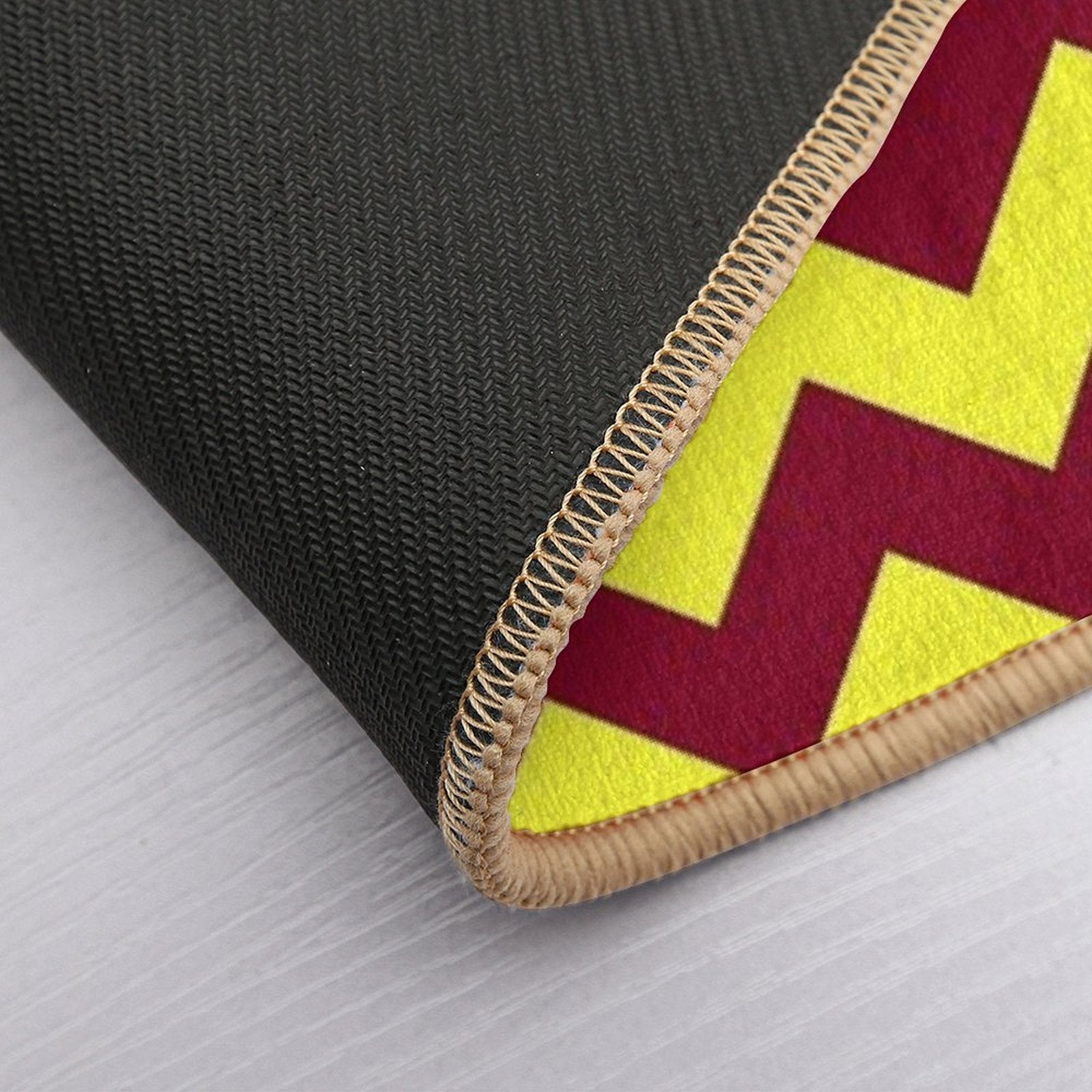 Electric Yellow And Burgundy Red Horizontal Zigzags  Versatile Bath Mat
