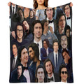 Adam Driver Blue Collage Shrink-resistant Throw Blanket