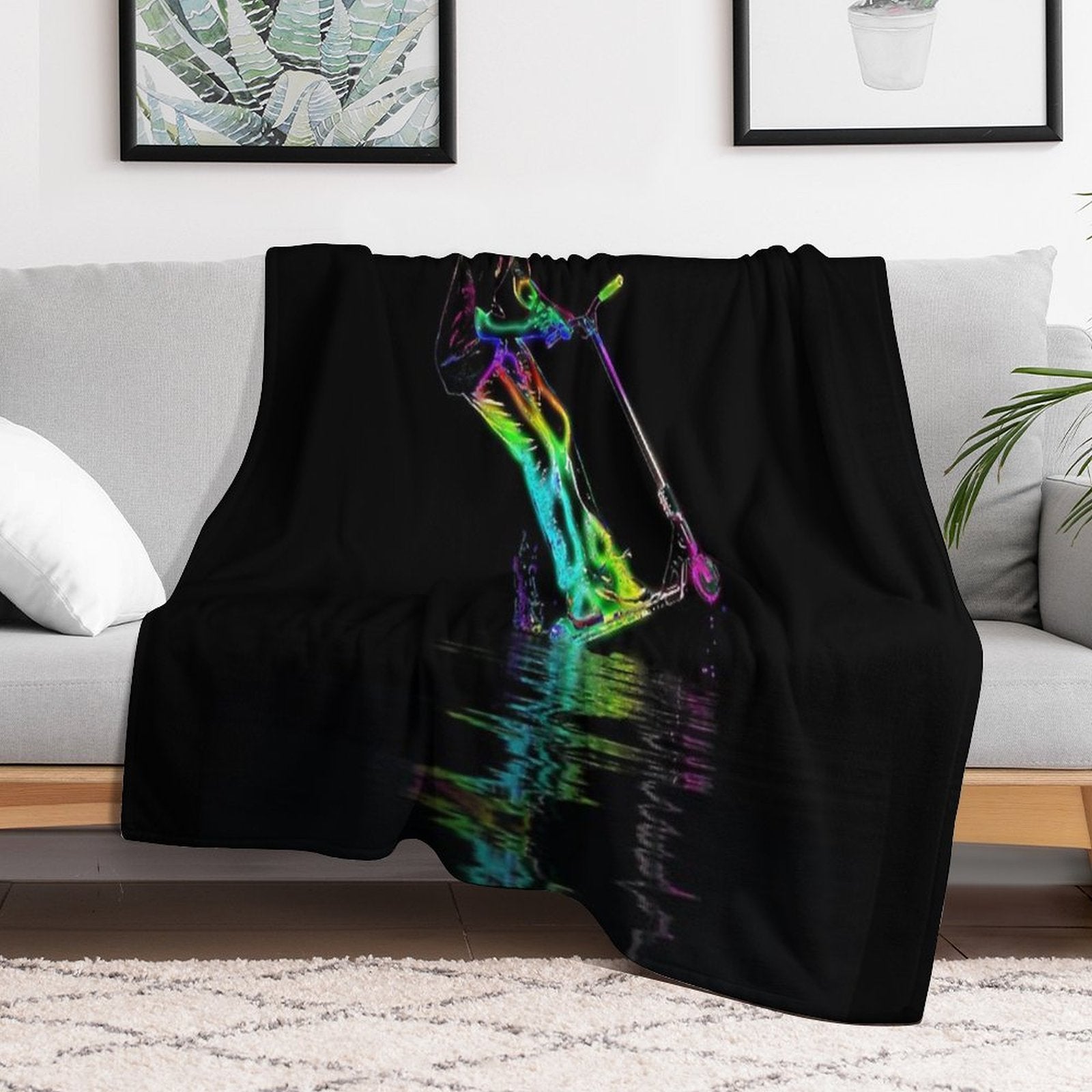 Puddle Jumping - Scooter Boy Travel-friendly Throw Blanket