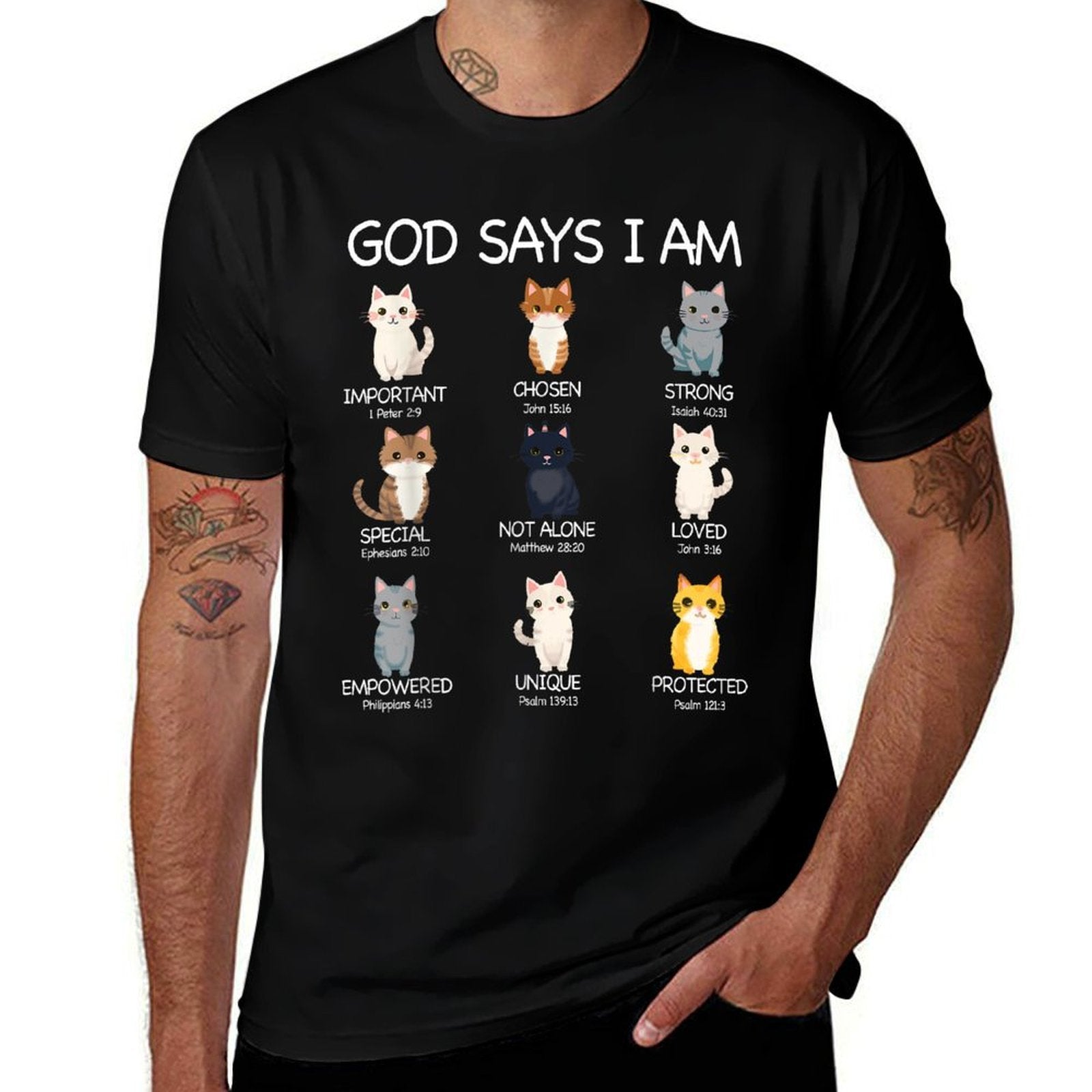 Funny Cat Girlsns Kids God Says I Am Christian Cat Lover  Vintage-inspired T-Shirt