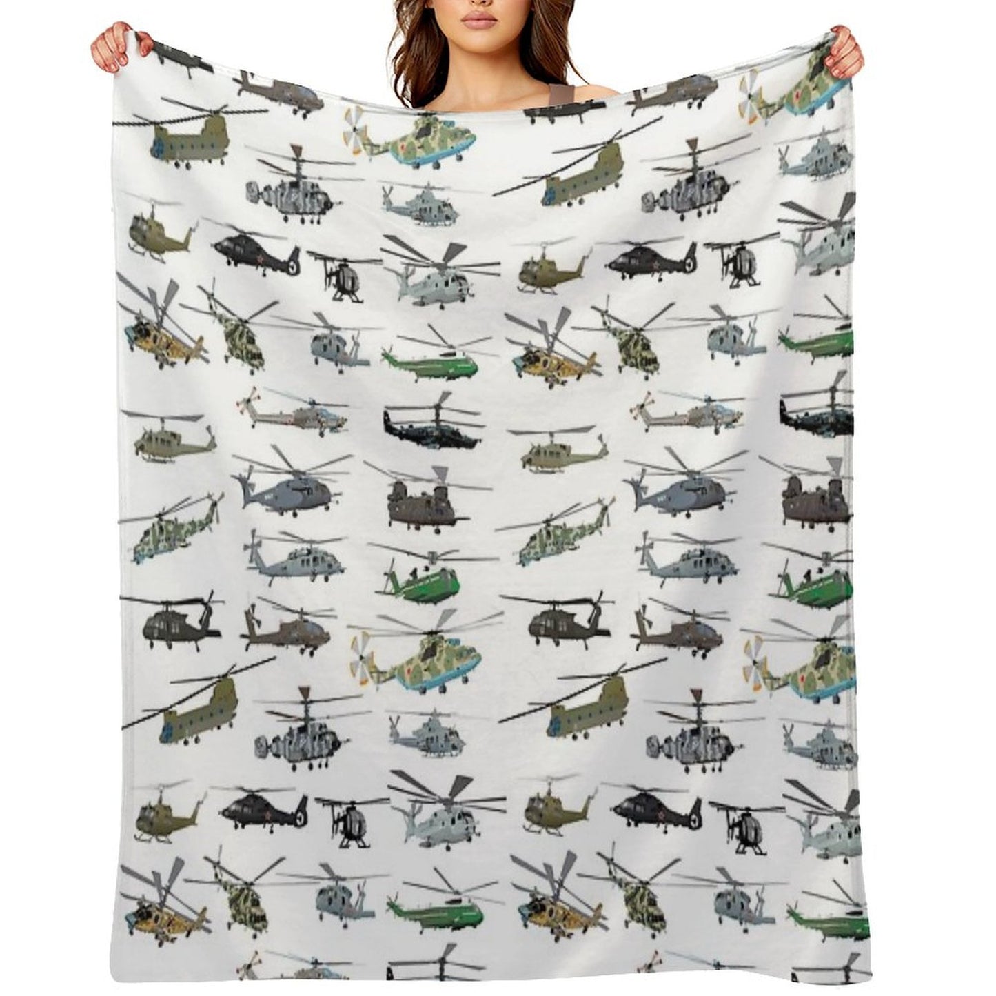 Modern Military Helicopters Wrinkle-free Throw Blanket