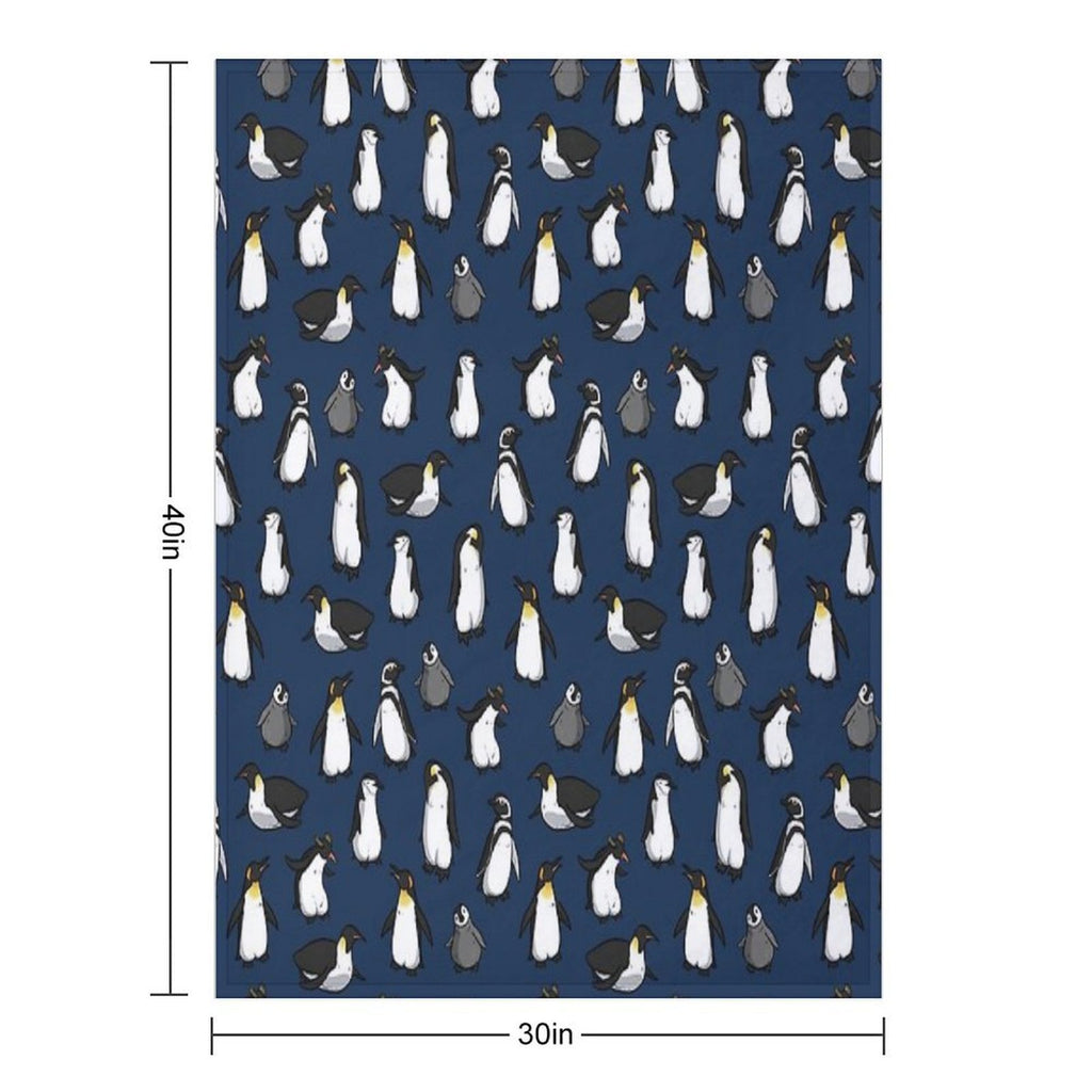 Cute Penguin Pattern (Dark Blue Variant) Premium Throw Blanket