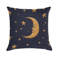 Vintage Gold Moon And Stars on Blue Soft Skin-Friendly Throw Pillow