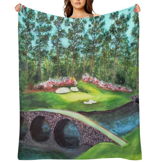 12th Hole At Augusta National Golden Bell Lightweight Throw Blanket