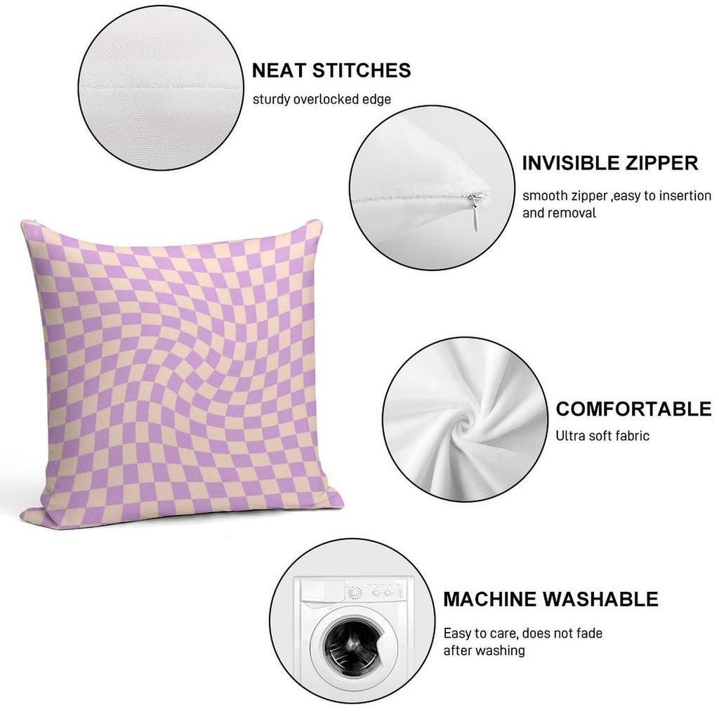 Check V - Lilac Twist Soft Short Plush Fabric Throw Pillow