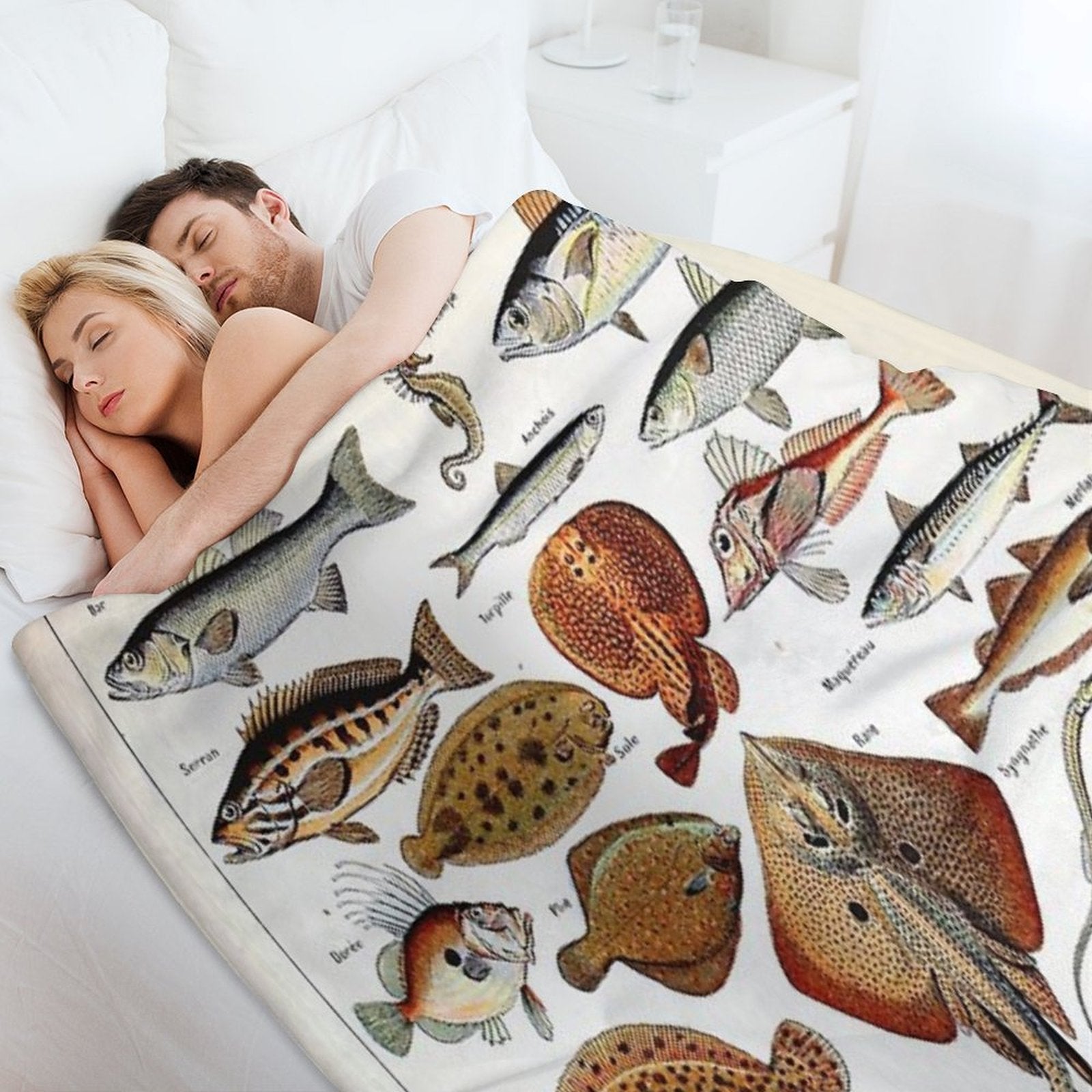 Adolphe Millot - Poissons B - French Vintage Nautical Poster Compact Throw Blanket