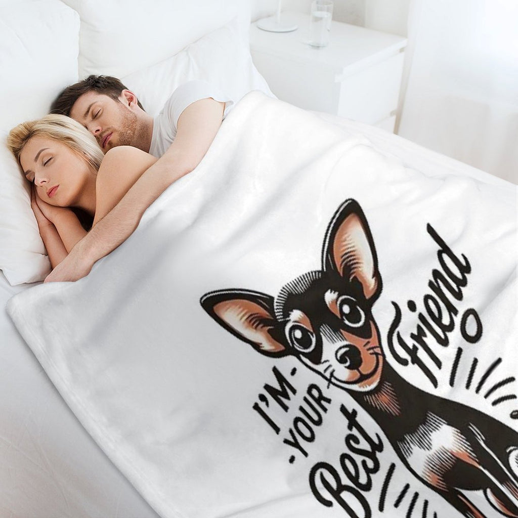 Anime Style Miniature Pinscher T-Shirt 'I'm Your Best Friend' Design Sustainable Throw Blanket