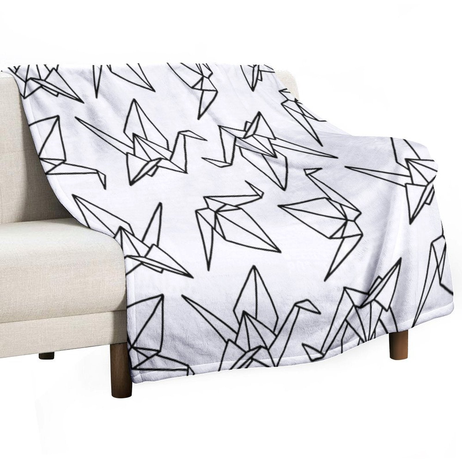 Origami Cranes  Paper Folding  Black And White  Birds Multi-functional Throw Blanket
