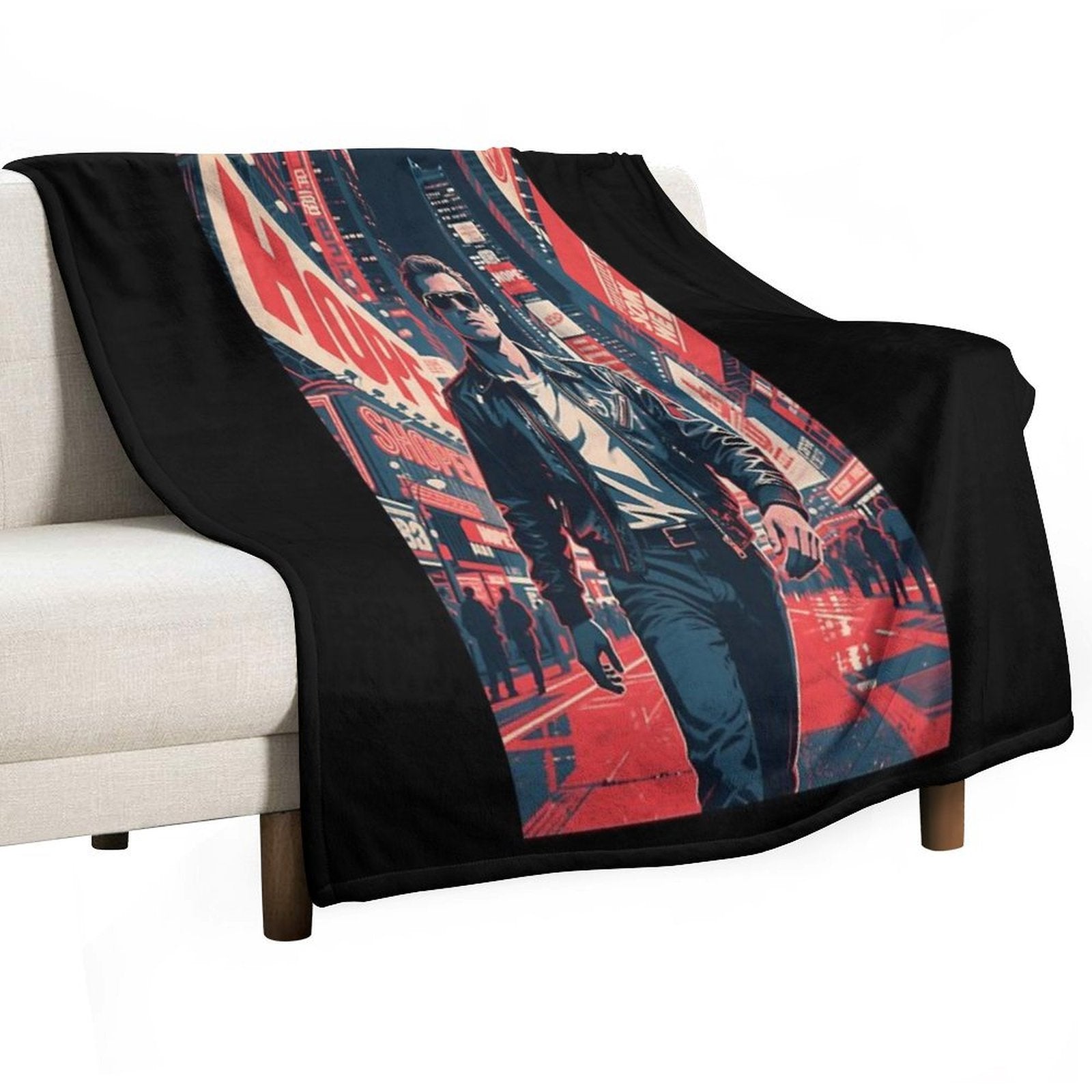 Times Square Rebel – Retro Street Style 80s Quick-dry Throw Blanket