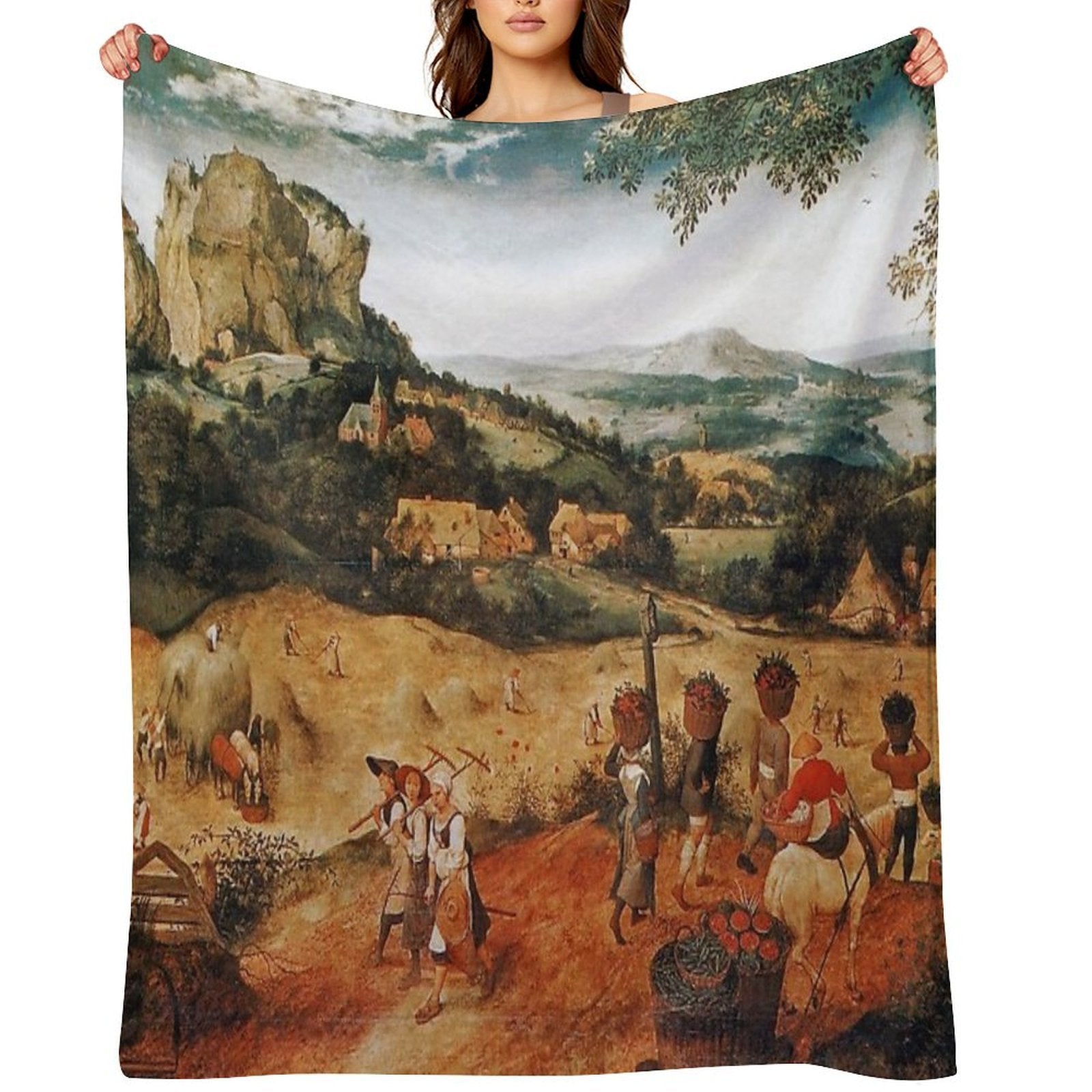 The Hay Harvest - Pieter Bruegel The Elder Machine-washable Throw Blanket