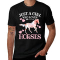 Just A Girl Who Loves Horsesn Girls Horse Lover  Ribbed Collar T-Shirt