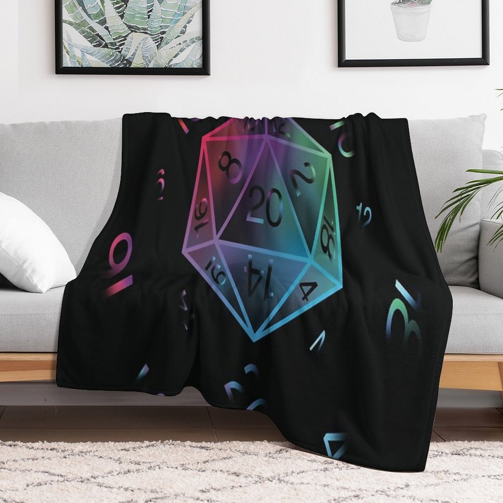 D20 Dungeons And Dragons Dice Machine-washable Throw Blanket