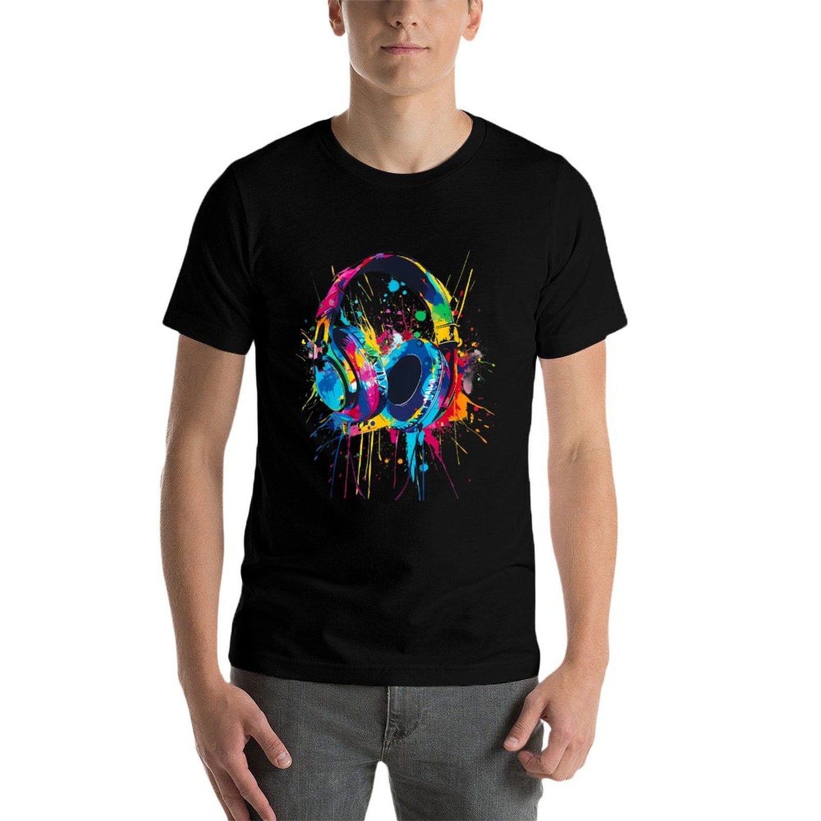 Headphones Music DJ Music Headphones Splash EDM Music Lover  Breathable T-Shirt