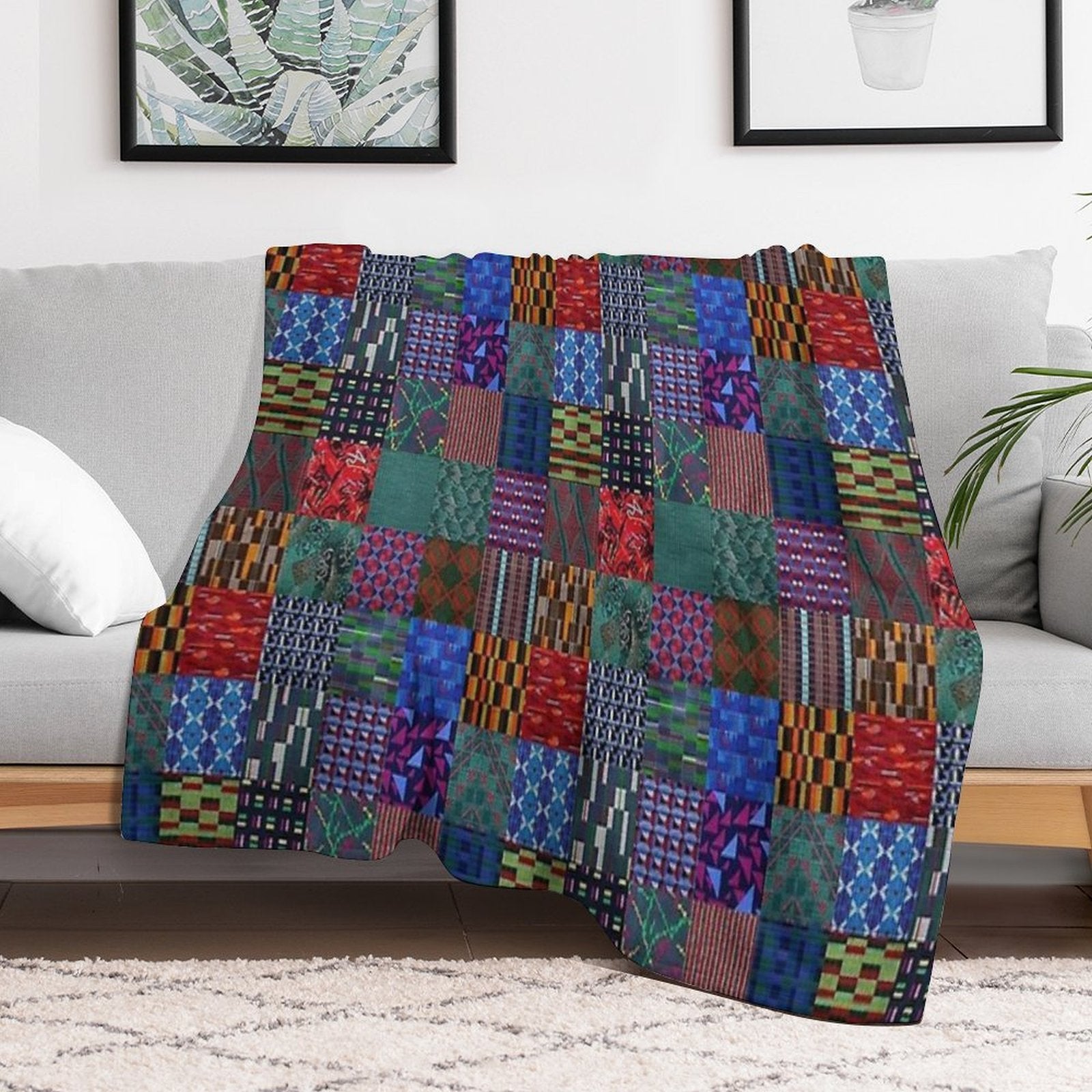 LONDON TRANSPORT FABRIC MONTAGE MOQUETTE SEAT COVER Lightweight Throw Blanket