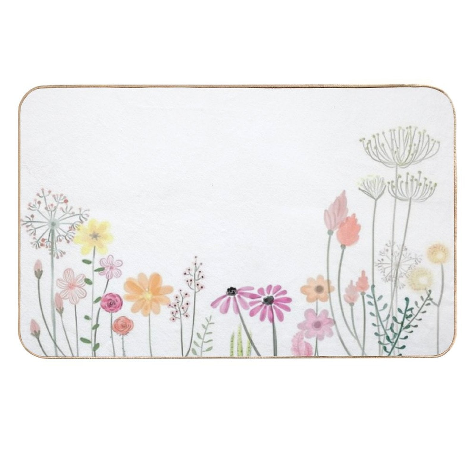 Watercolor Flowers  Easy To Clean Bath Mat
