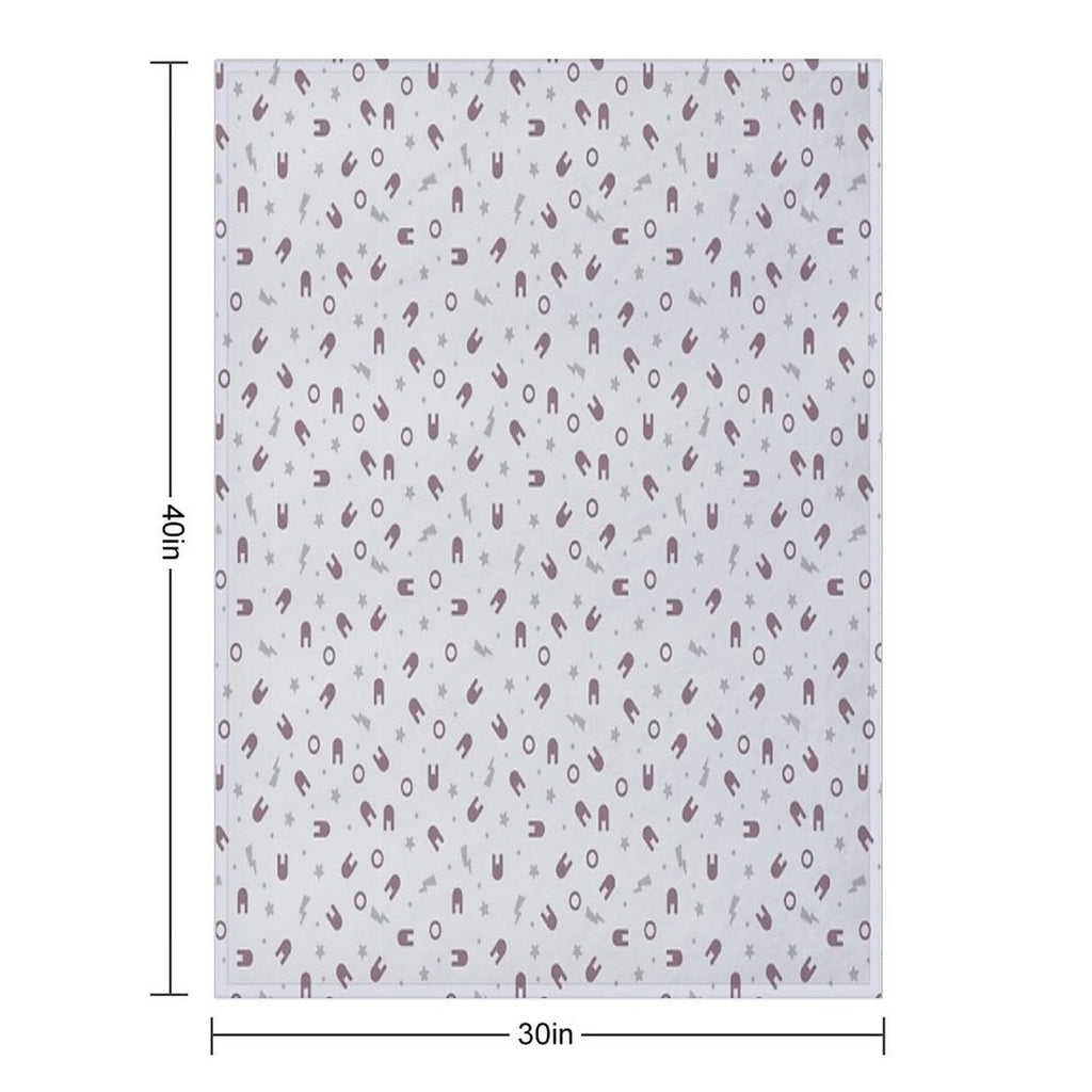 Anime Inspired Cute Kawaii Harajuku Style Grey Bolts And Stars And Chokolate Bunny Heads on Pale Beige Background Travel-friendly Throw Blanket