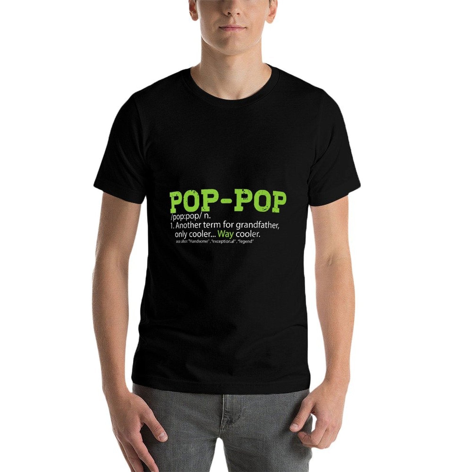 Pops for Grandpa, Pop-Pop Definition Cool Dad Gift  Ribbed Collar T-Shirt