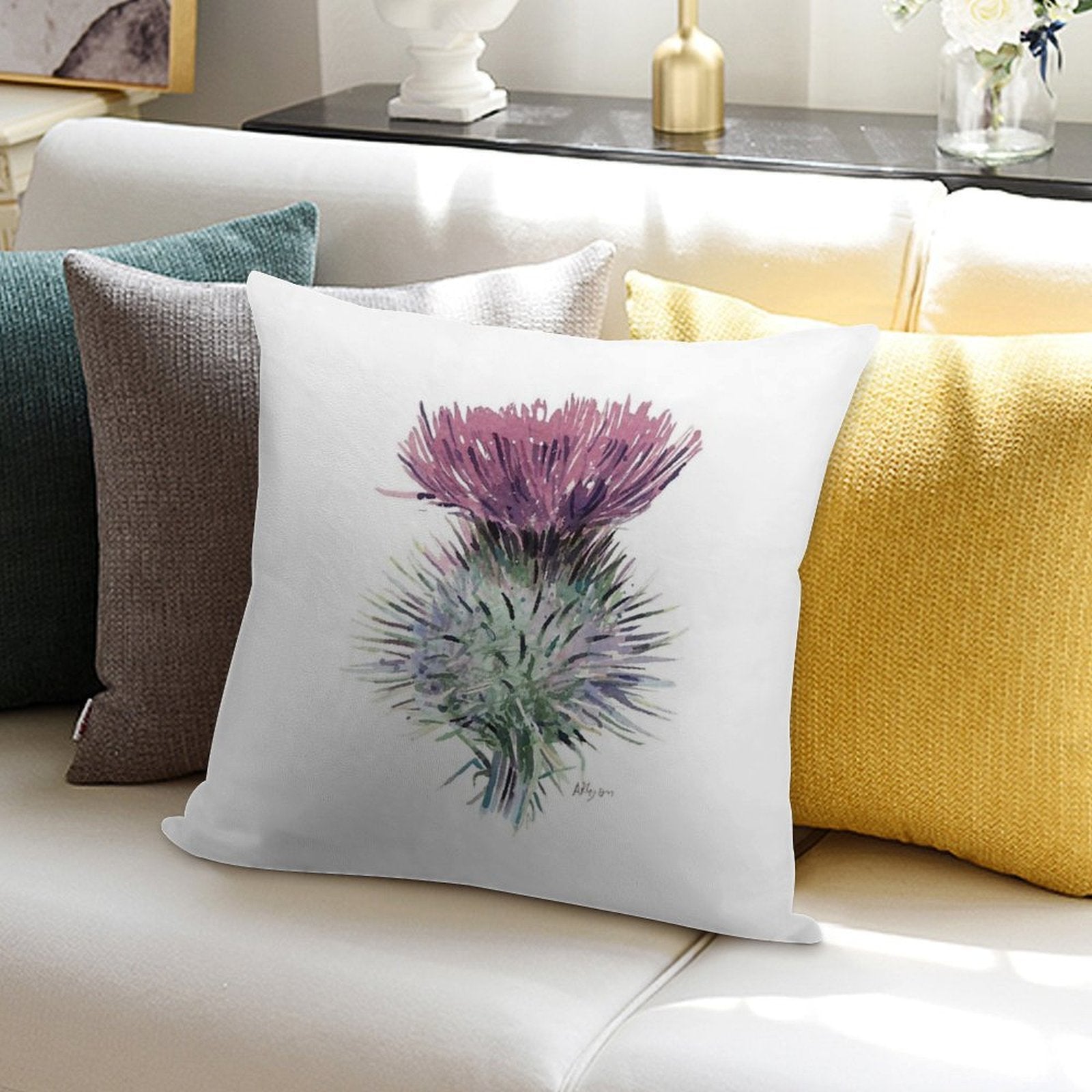 Scottish Thistle Soft Skin-Friendly Throw Pillow