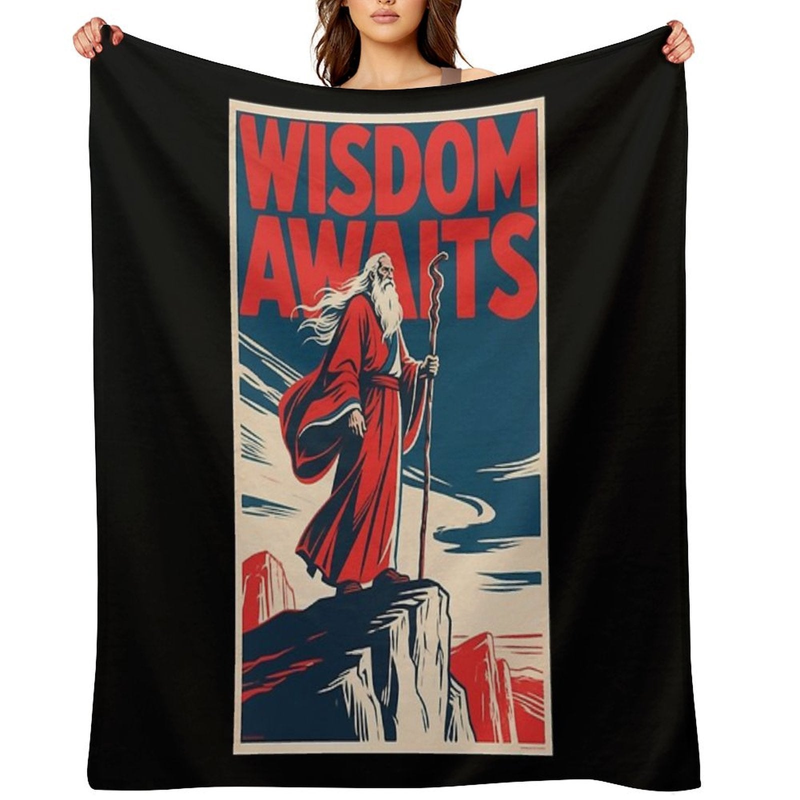 Wisdom Awaits – Hope Style Old Sage Retro 80s Quick-dry Throw Blanket