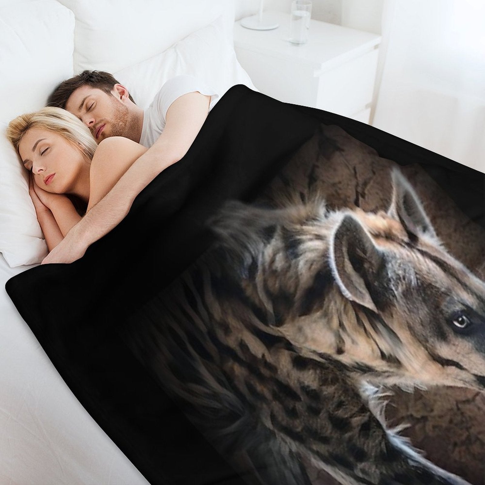Spotted Hyena In Shadows Easy Care Throw Blanket