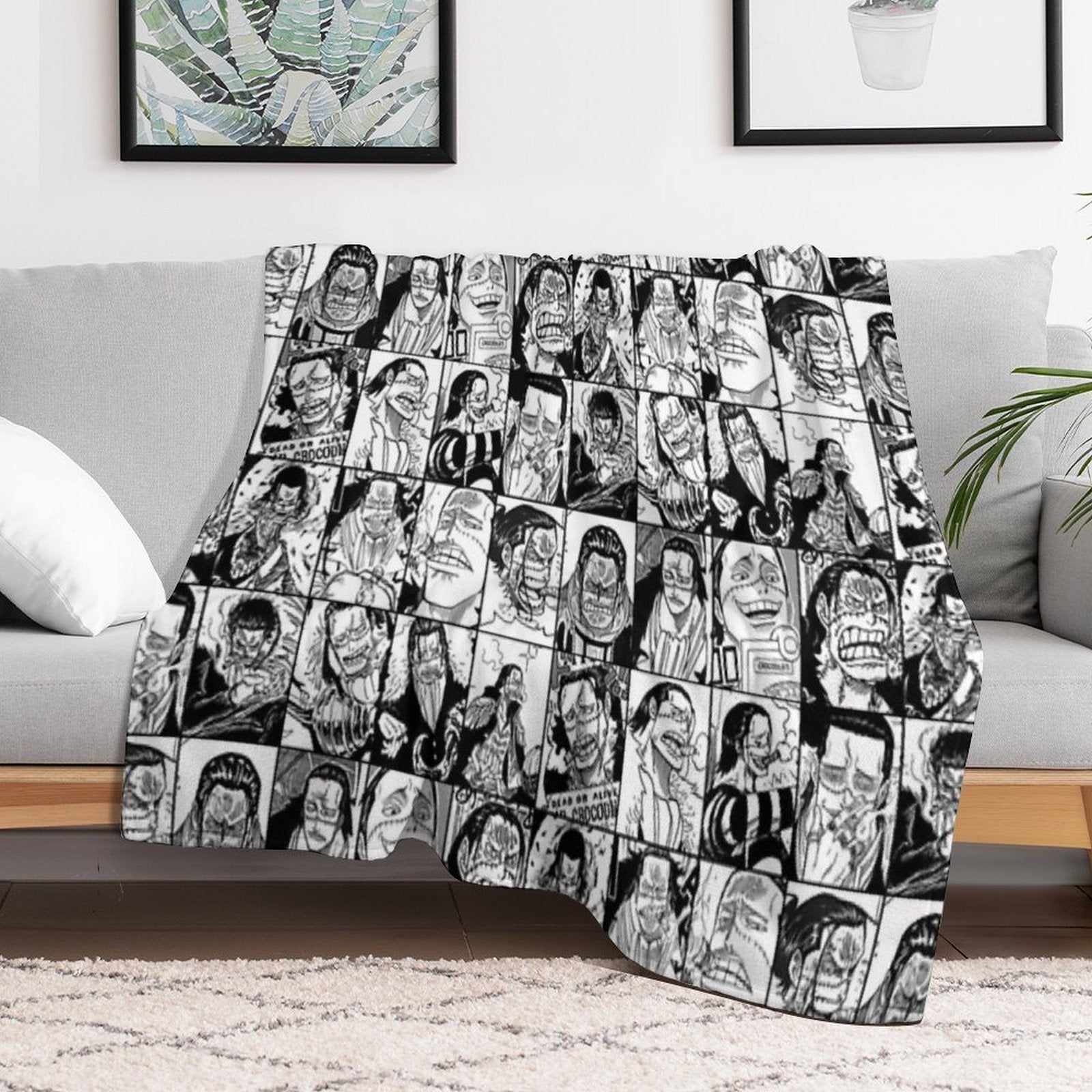Crocodile  - One Piece Manga Panel Collage Versatility Throw Blanket